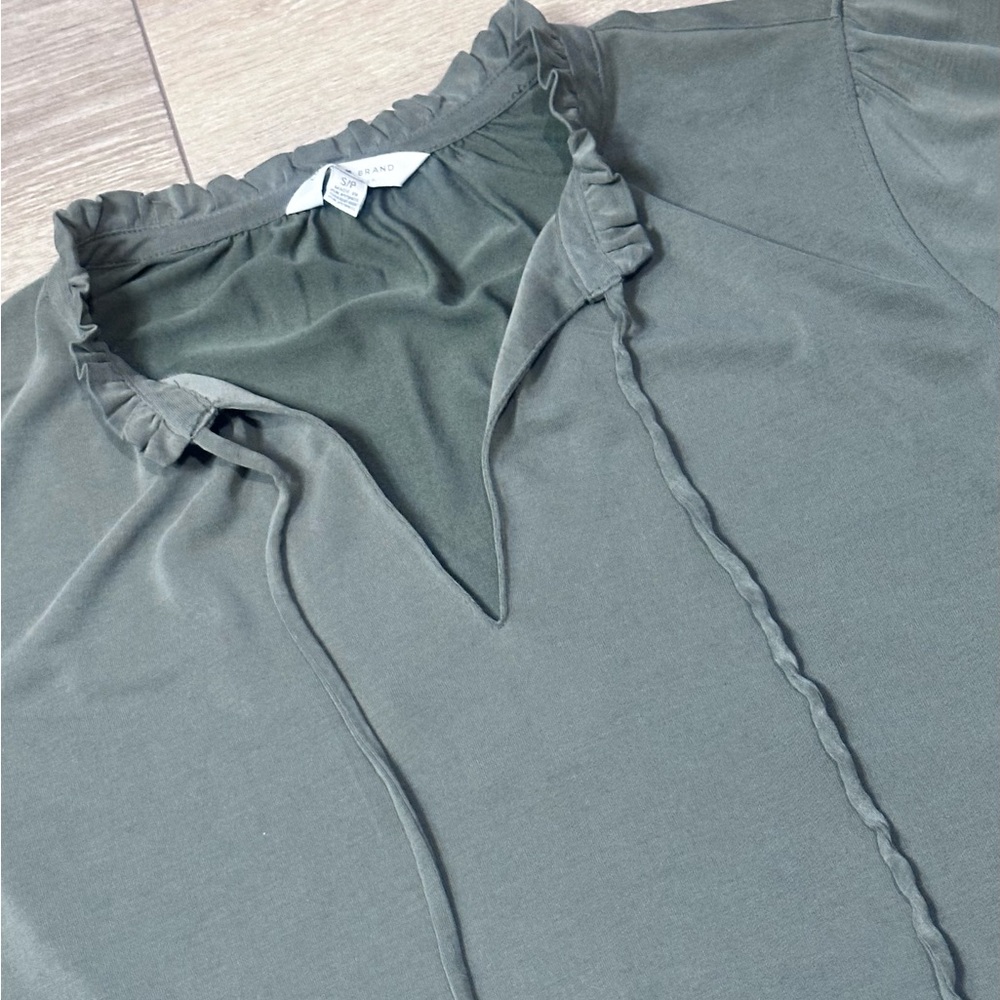 Lucky Brand *Green* Sandwash Ruffled Peasant Top - Picture 9 of 14